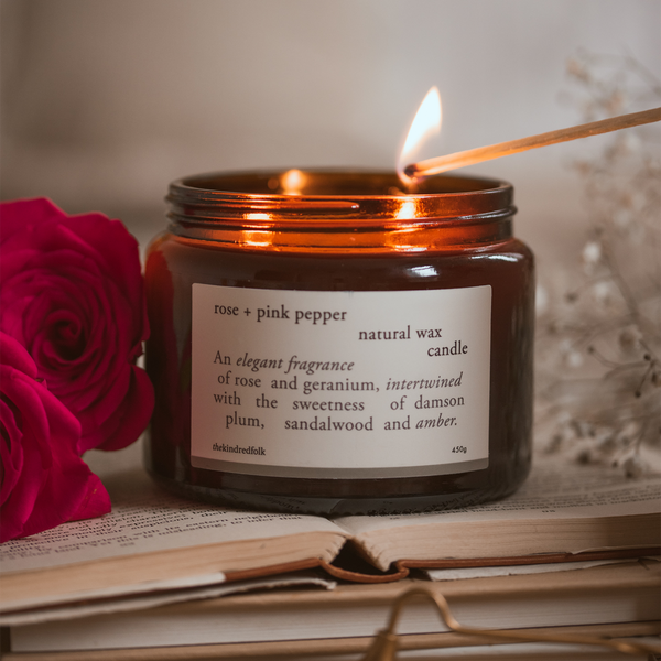 rose + pink pepper large candle